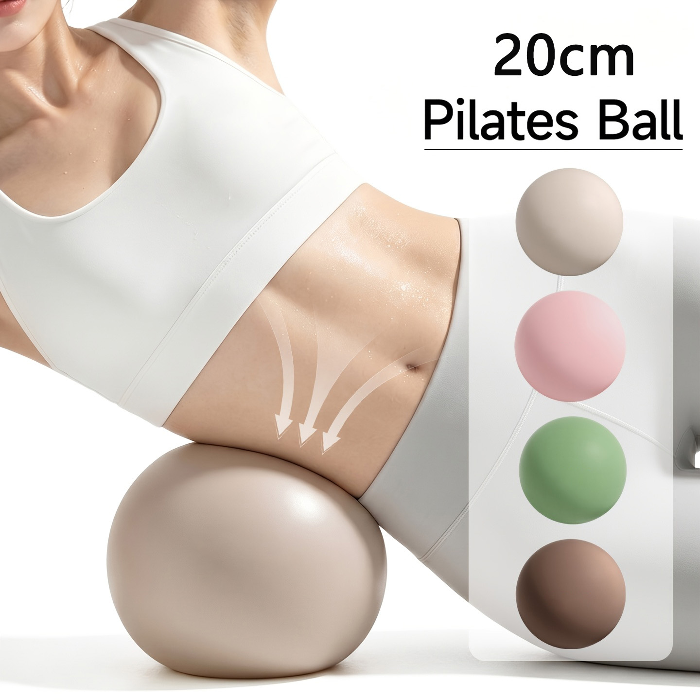 Pilates Ball Mini - 7.87インチミニヨガフィットネスボール、厚みのある耐爆発ジムピラティスボール、ウエスト、脚、ヒップのシェイプアップ用、柔らかく高弾性