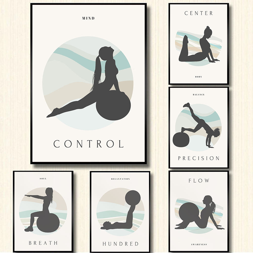 Pilates Yoga Quotes - ミニマリストの体操ポスター,キャンバスの絵,動機付けの引用,ヨガの脱毛,フィットネスガール,家の装飾,ギフト