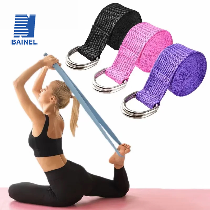 Pilates Yoga Ring Exercises - 183*3.8 センチメートルヨガストラップ綿エクササイズヨガベルト調節可能な織ストレッチ D リングバックルフィットネスストレッチバンドピラティスロープ