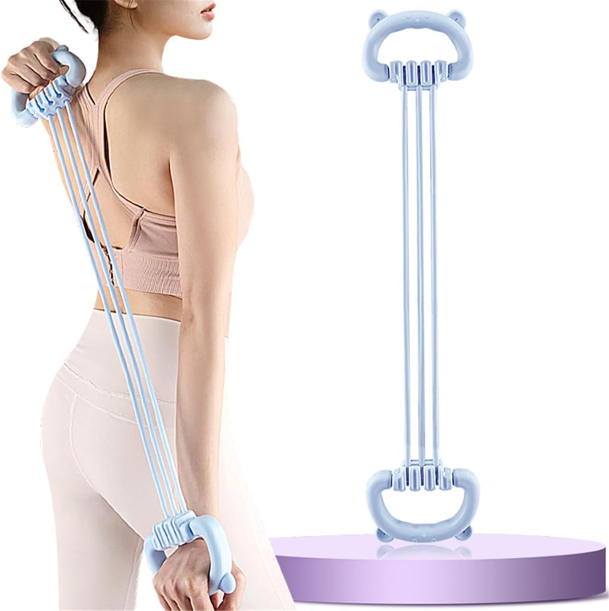 Pilates Yoga Home Workout - フィギュア8型レジスタンスバンド（女性・男性用、15-90ポンド）、ハンドル付き6本の弾性エクササイズバンド（腕、背中、肩、胸のトレーニング、全身筋力トレーニング、ボディトーニング、ストレッチ、ヨガ、ピラティス、ホームジムフィットネス用）
