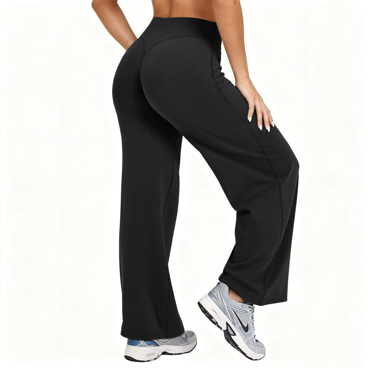 Pilates & Yoga Unleashed Studio Tuckahoe - 女性用プラスサイズヨガワイドレッグパンツ ハイウエストストレッチ無地レギンス ランニングピラティススポーツファッションストレートレッグパンツ