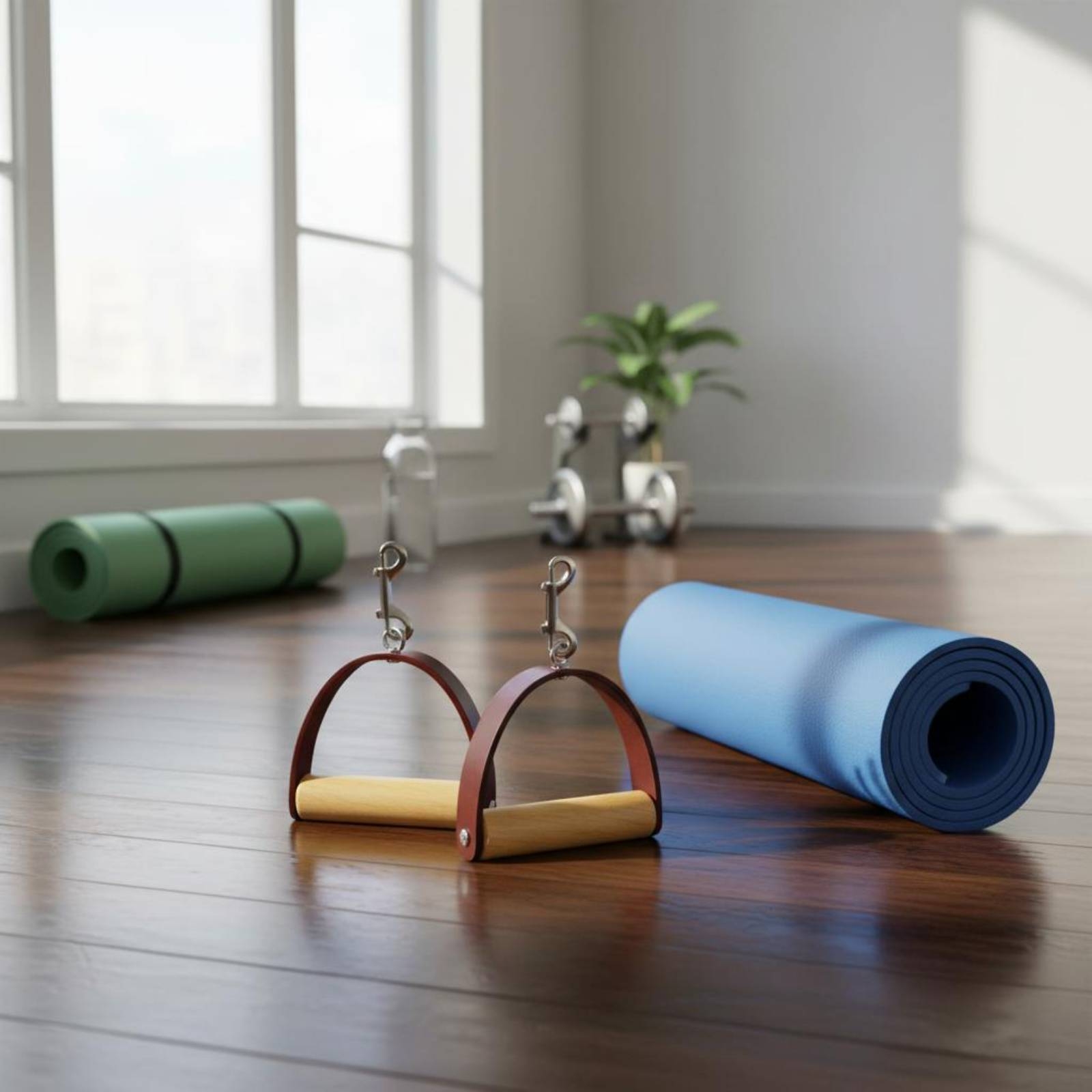 2個セット ピラティス レザーハンドル 木製グリップ 金属ク - Pilates & Yoga Unleashed Studio Tuckahoe のレビューと価格