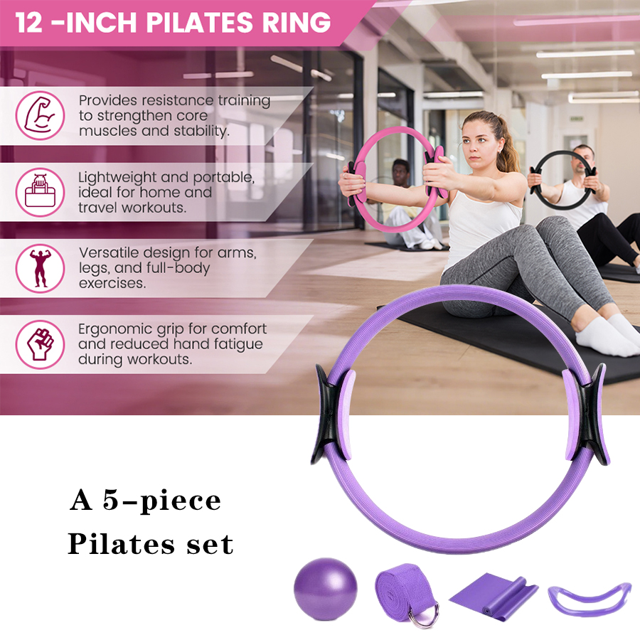 カスタマイズロゴ入り5点セットホームジムレジスタンストレーニ - Pilates Yoga Ring Exercises のレビューと価格
