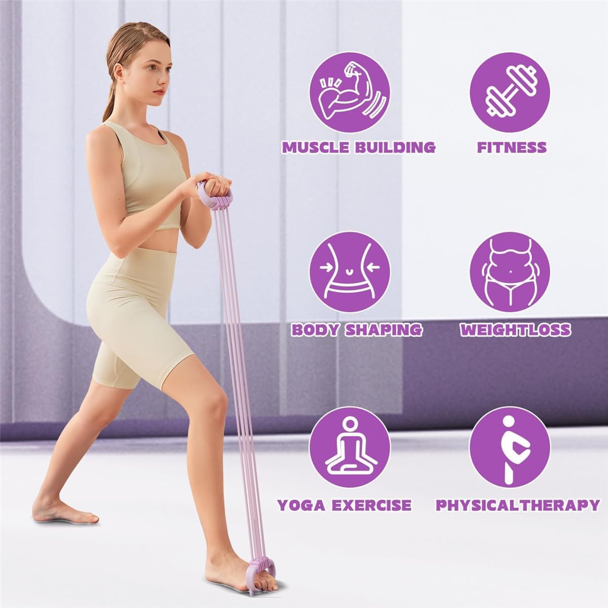 フィギュア8型レジスタンスバンド（女性・男性用、15-90ポ - Pilates Yoga Home Workout のレビューと価格